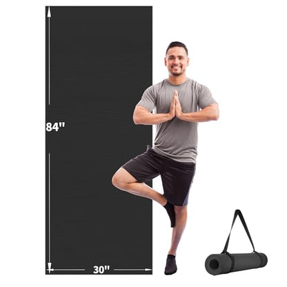 CAMBIVO Extra Long Wide Yoga Mat, Thick PVC Workout Mat | For tall and plus-size, cushioned PVC with non-slip bottom, for home gym pilates barefoot and bodyweight training - size: 84" x 30" x 6mm