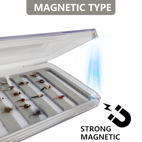 Aventik Large Clear Fly Fishing Box Deep Capacity for Streamers &Saltwater Bass Flies Lightweiht Tackle Storage with Magnetic Closure Easy-Access Fly Organizer (H055MA+Foam A) - style: H055MA