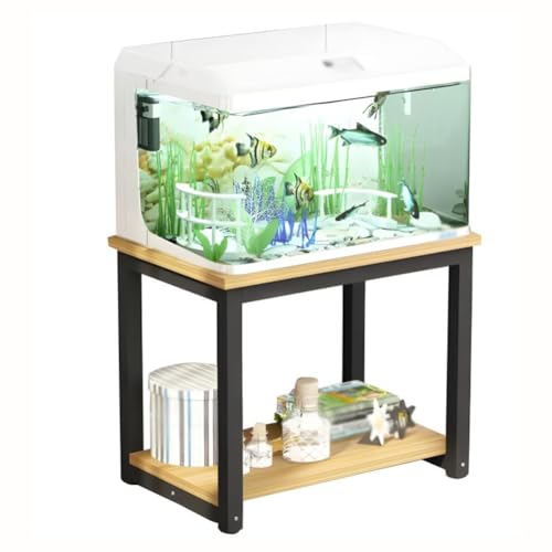 Fish Tank Stand,Metal Fish Stand Rack, Double-Layer Detachable Iron Shelf for Easy Assembly, Home Storage Solution, Durable Cabinet Organizer, Space-Saving Design - color: Natural, size: 60x30x70cm