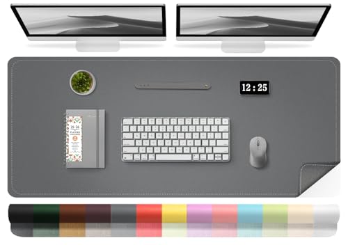 Leather Desk Pad Protector, 47.2'' x 23.6'', Suede Base Sewing Desk Blotter, Non-Slip Office Mat, Waterproof Writing Pad for Office and Home - Dark Gray - color: Dark Gray, size: 47.2'' x 23.6''