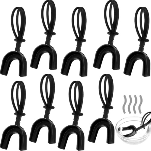 Dunzy 10 Pcs Strapped Mouth Guard Sports Moldable Strap Mouth Guard Football Mouthguard Adult Youth Mouthpiece Protector for Basketball Hockey Wrestling - color: Black, size: Youth