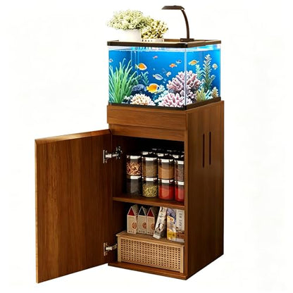 Aquarium Stand with Storage Cabinet for 10-15 Gallon Tank, 330LBS Capacity, USB Type-C Outlets, Adjustable Shelf