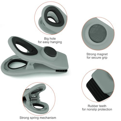 Chip Clips, Magnetic Bag Clips with Air Tight Seal for Food Storage, 12 Pieces (Gray) - color: 12pcs Gray