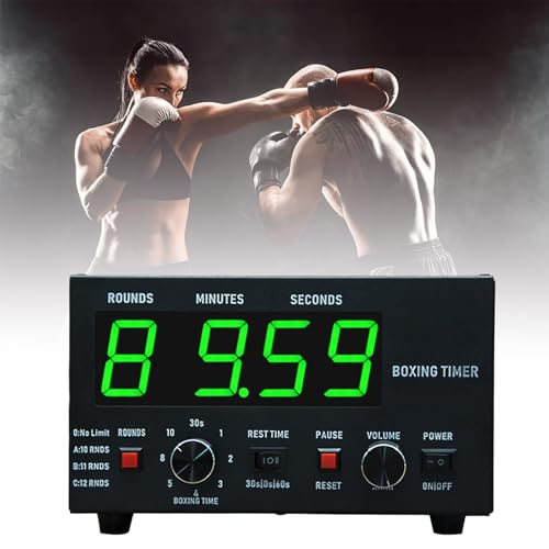 Classic Boxing Timer - Professional Gym Interval Timer with LED Display, Adjustable Sound, Stopwatch, Selectable Training Time & Cycle Repetitions - Portable & Easy to Use (Green) - color: Green