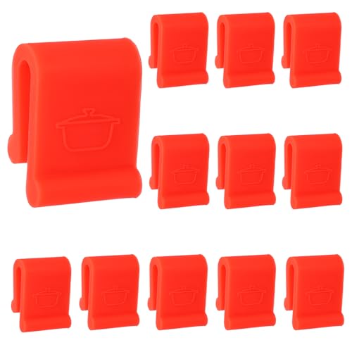 12pcs Dutch Oven Lid Protector Clips, Thickened Cookware Protectors for Stacking Bumper Protector Clips Silicone Replacement Pan Clips for Display and Storage Dutch Oven Pots (Orange)