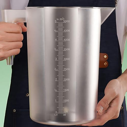 Large 5000 ml Measuring Cup, 1 Gallon Measuring Pitcher with Quart, Gallon & mL Markings, Heavy-Duty Measuring Container for Engine Oil, Chemicals, Mixing & Fluid Transfer - size: 1 Gal (5 QT / 5000 mL）