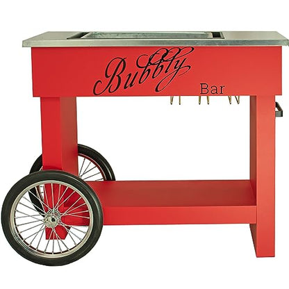 Champagne & Wine Bar Cart with Wheels Galvanized Tub Steel Glass Rack and Handle 40in X 36in X 19in (Baby Pink, Bubbly Bar)