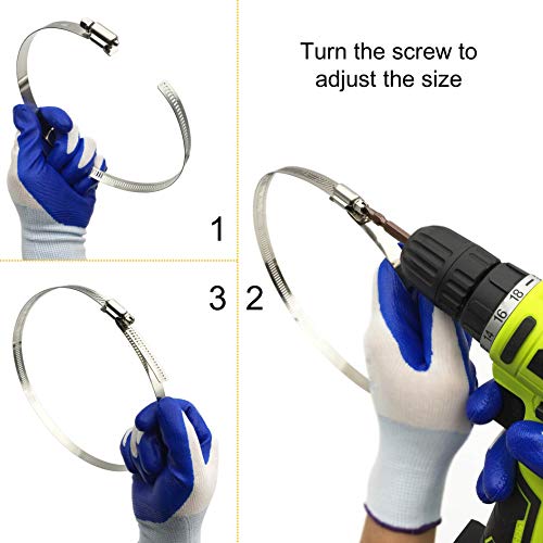 4Pcs 8" Adjustable 304 Stainless Steel Duct Clamps Hose Clamp Pipe Clamp Air Ducting Clamp worm drive hose clamps (194mm-216mm) - size: 8" -4Pcs
