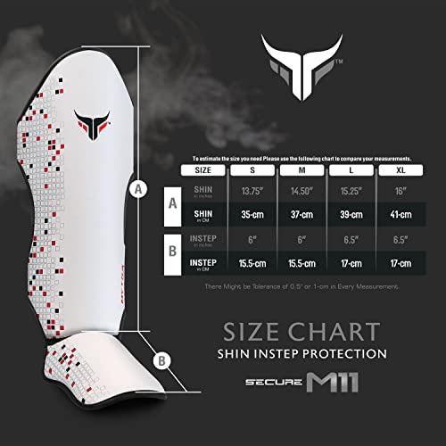 Mytra Fusion Shin Guards MMA, Muay Thai Shin Guards – Shin Instep Protection for Kickboxing, Training, BJJ, Sparring, Boxing Gear and Martial Arts - color: White, size: Medium