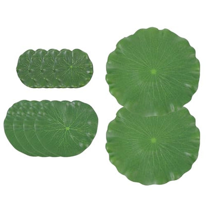 Mikikit 10pcs Emulation Lotus Leaves Set, 10cm to 28cm Artificial Floating Lotus Pads, Aquarium Fish Tank and Water Pool Decor, Fake Plant Ornament for Home and Pond Display