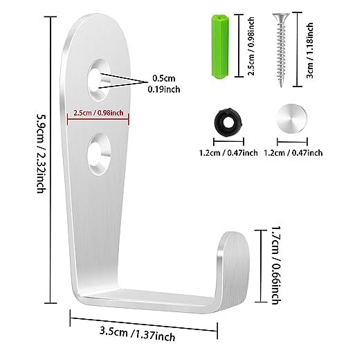 CGBE Coat Hooks for Wall, 4 Pack Stainless Steel Heavy Duty Outdoor Hooks - color: Silver
