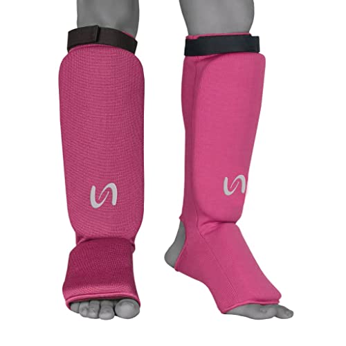 UFG Ultimate - Cloth Shin Instep Guard - Karate MMA Boxing Muay Thai Training Protection - color: Pink, size: Small-Medium