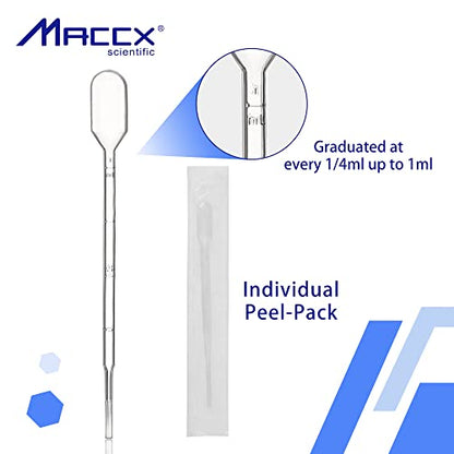 100pcs Sterile Transfer Pipettes, Vol. 3ml, 1ml Graduated, 140mm Long, Essential Oils Pipettes, Low-Density Polyethylene Material, Individual Peel-Pack, TPP3140-100 - style: Vol.3ml