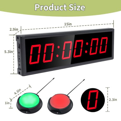 LED Timer with 2 Wireless Button, Digital Interval Timer with Remote - color: Red With Two Buttons