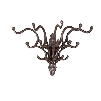 Creative Co-Op Antique Cast Iron Wall Hooks in Rust Finish - color: Rust