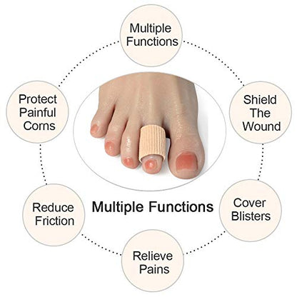 Cuttable Toe Tubes Sleeves 5 Pack, Made of Elastic Fabric Lined with Silicone Gel. Toes Sleeve Protectors Relief Toe Pressure Pain, Corn and Calluses Remover - size: 3.93 Inch (Pack of 5)