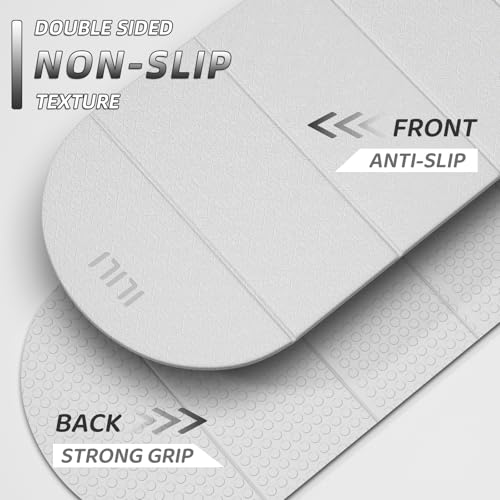 ILILI Foldable Yoga Mat, 10mm Thick, 75x26 Inch Extra Long, Exercise Mat - color: White Grey