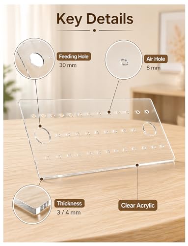 Acrylic Fish Tank Lid with 30 mm Feeding Holes and 8 mm Air Holes, Clear Aquarium Cover for Home, Retail, and Facility Tanks(3mm/31X16.5cm) - size: 3mm/31X16.5cm