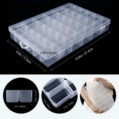 2 Pack 36 Grids Clear Storage Containers Plastic Organizer Box Craft Storage Boxes with Adjustable Dividers for Beads Organizer Art DIY Fishing Tackles Jewelry Crafts