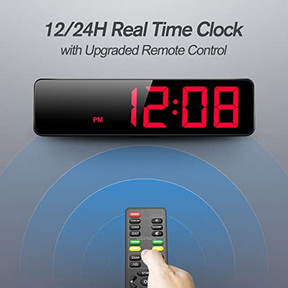 ANJANK Gym Timer 15"Large LED Display Wall Clock, Gym Interval Workout Count Down & Up Stopwatch, Adjustable Buzzer Volume/Upgraded Remote Digital Timer for Fitness, Classroom, Home Garage and Outdoor - color: Blue + Red