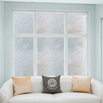 Frosted Privacy Glass Window Film, Vinyl Decorative Window Decals, Static Clings No-Glue Removable Window Film for Home Bathroom Living Room (17.5 x 78.7 inch) - size: 17.5'' x 78.7'' (44.5 x 200 cm)