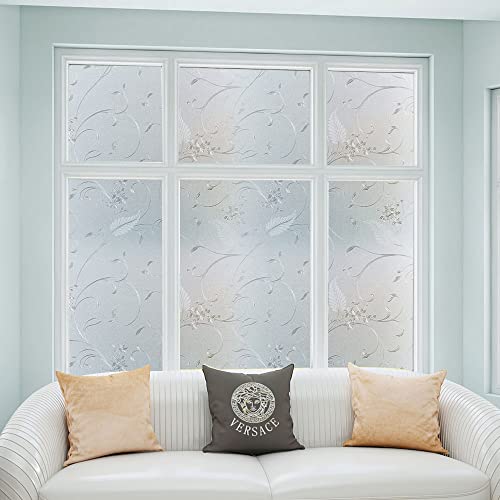 Frosted Privacy Glass Window Film, Vinyl Decorative Window Decals, Static Clings No-Glue Removable Window Film for Home Bathroom Living Room (17.5 x 78.7 inch) - size: 17.5'' x 78.7'' (44.5 x 200 cm)