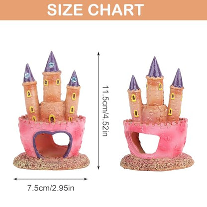 Pink Princess Castle Aquarium Ornament - Resin Fish Tank Hideout Cave for Betta Fish Cute Castle Aquarium Accessories
