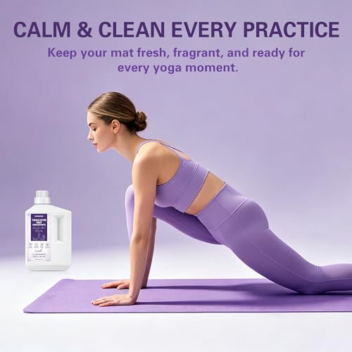 Yoga Mat Cleaner Concentrate Makes 6.86 Gal(1:25) - Removes Sweat & Odor | Powered By Essential Oil, Yoga Mat Cleaner Spray - No Sticky Residue, Plant Based & Safe for All Mats(33.8oz, Lavender) - size: 33.8 Fl Oz (Pack of 1)