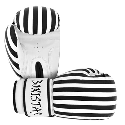 Athllete Boxistar Boxing Gloves - Men's & Women's, 8 oz to 16 oz with Optimal Padding - color: Black/White, size: 12 oz