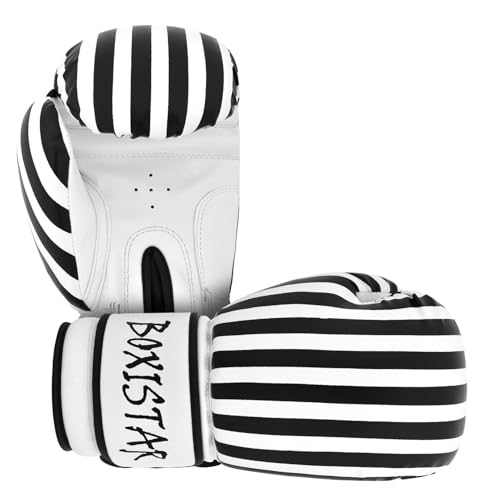 Athllete Boxistar Boxing Gloves, Boxing Gloves Men/Boxing Gloves Women, Available in 8 oz, 12 oz, 14 oz, 16 oz with Optimal Padding - color: Black/White, size: 12 oz