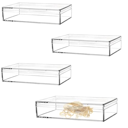 Clear Acrylic Candy Box with Lids Plastic Square Cube Acrylic Storage Box for Wedding Party - size: 4.3 x 2.8 x 1 Inch