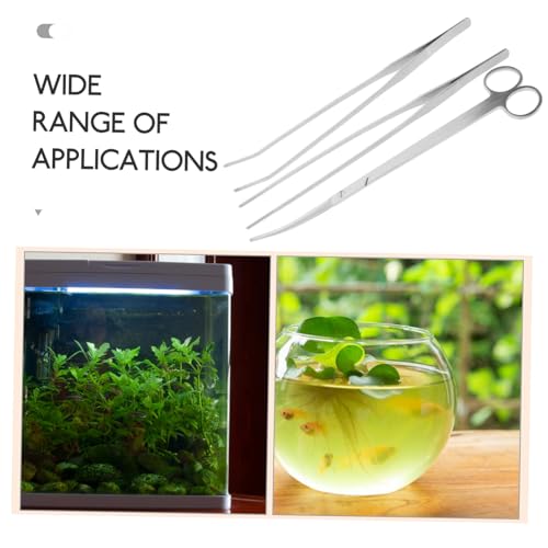 Yardwe 1set Stainless Steel Aquascaping Tools Set Fish Tank Scissors Tweezers Spatula Fishtank Decor Accessories
