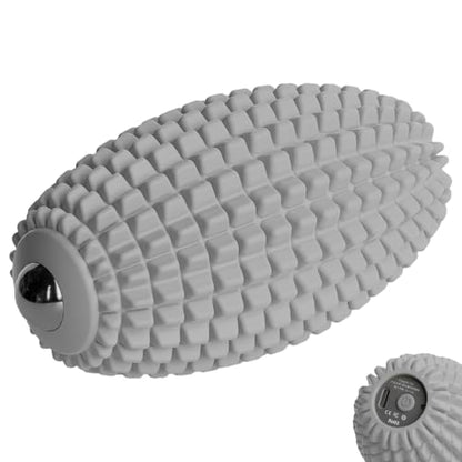 Vibrating Massage Ball with Rolling Massage Head, Trigger Point Massager Ball for Back, Shoulder, Foot, Muscle Recovery, Portable Rechargeable Massage Roller, 3 Vibration Speeds (Grey) - color: Grey