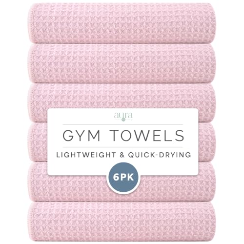 S&T INC. Microfiber Gym Towels, 6 Pack, 16" x 27" - color: Pink