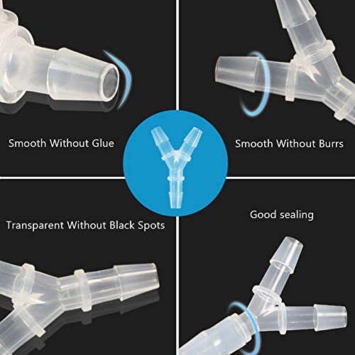 1/8" Hose Barb Fitting Equal Barbed Y Shaped 3 Way plastic Tubing Joint Splicer Mender Adapter Union for Oxygen Tubing Pipe Household Fuel Gas Liquid Air (Pack of 4)