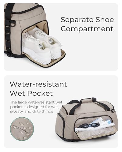 BAGSMART 4-IN-1 Gym Bag for Women Men, TSA Duffle Bag for Travel - color: Greenish Gray
