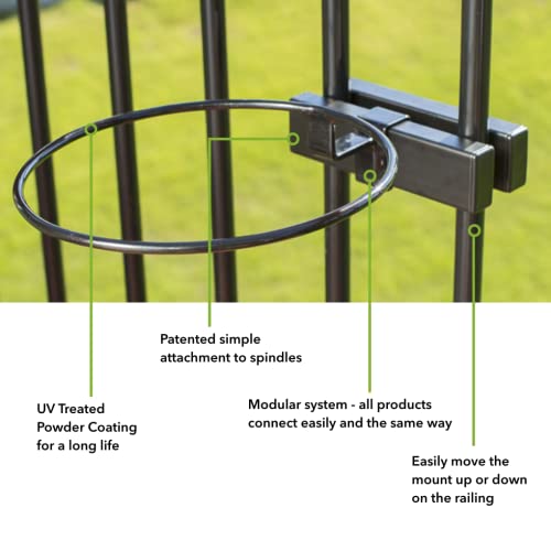 Preminum - Heavy Duty - Deck Railing Container Holder/Bracket Kit for Round Pot Planters (6") - size: 6 Inch