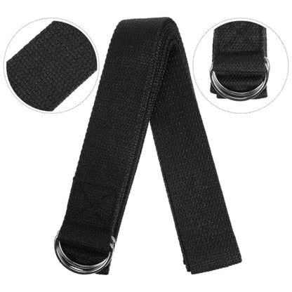 Black Polyester Cotton Xmas Yoga Stretching Strap 3.2m for Yoga Workout