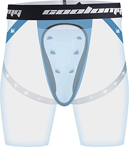 COOLOMG Mens Compression Shorts with Cup Baseball Football - color: Grey Us Flag, size: X-Large