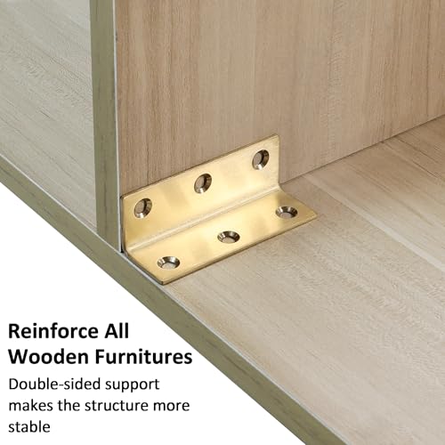 L Bracket, Heavy Duty Corner Brace, 20 Pack 3.2 Inch Stainless Steel Shelf Bracket Angle Bracket for Shelves, Gold Metal Braces for Wood, 80mm Overall Length - size: 3.2 Inch, style: Gold 20 Pack