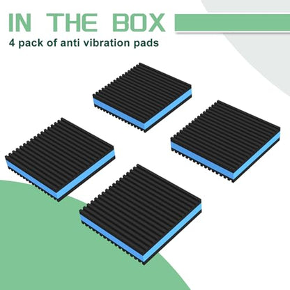 4 Pack Anti Vibration Pads 4" X 4" X 7/8" Heavy Duty Vibration Damping Pads,Ribbed Rubber Pads for Air Compressor,Washing Machine,Treadmill,HVAC (Blue)