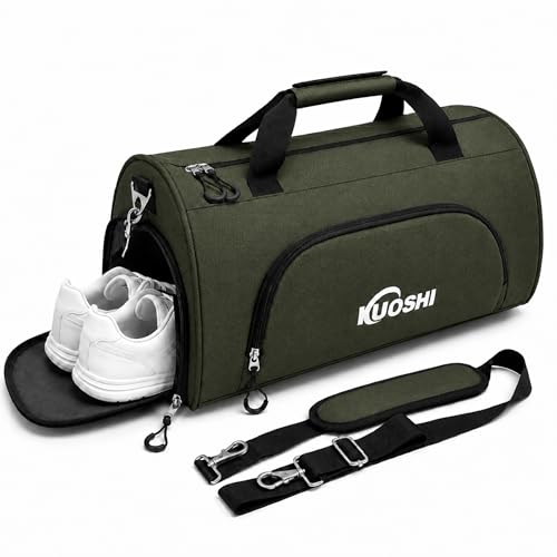 Men's Gym Bag with Shoe Compartment - Sport Duffle Bag for Men & Women, Water Resistant Travel Bag with Wet Pocket, Small Weekender Overnight Bag, Workout Bag with Luggage Sleeve-31L Army Green - color: Army Green, size: 31L