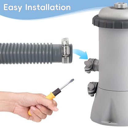 Replacement Pool Hoses for Above Ground Pools, 1.25" ID x 59" L, 4 Pack with 4 Hose Holders and 8 Metal Clamps (Grey) - color: Grey(2), size: 4 Pcs