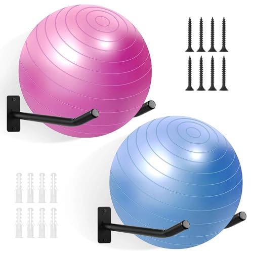 2Pcs Metal Wall Mount Ball Rack, Medicine Yoga Sport Storage For Gym Garage
