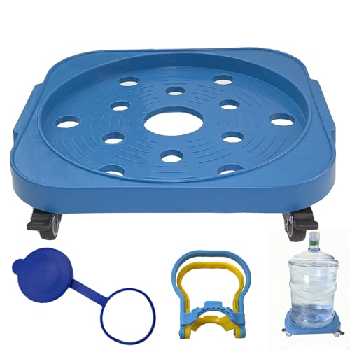 11" 5-Gallon Water Bottle Jug Caddy with 4 Rolling Swivel Casters - Heavy-Duty 5-Gallon Bucket Dolly & Plant Stand, Blue - color: Blue
