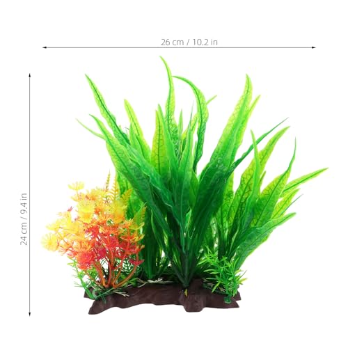 BESTonZON Artificial Aquarium Plants Fish Tank Decor, Plastic Simulation Aquatic Grass with Weighted Base, Fake Water Grass Decoration for Freshwater and Saltwater Tanks