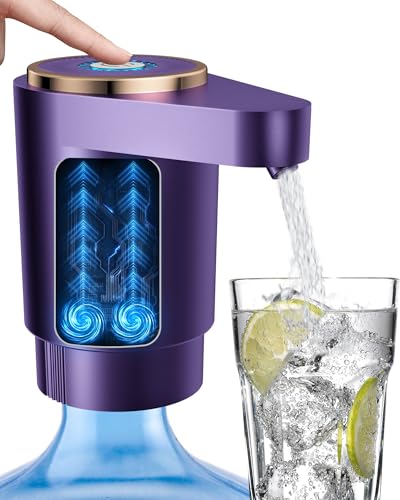 Water Jug Pump for 5 Gallon Bottle – Portable Electric USB-C Charging Dispenser, Dual Powerful Motors, Fast Flow, Fits 2-5 Gallon Jugs – Ideal for Home, Office, Camping, RV, Dark Purple - color: Dark Purple