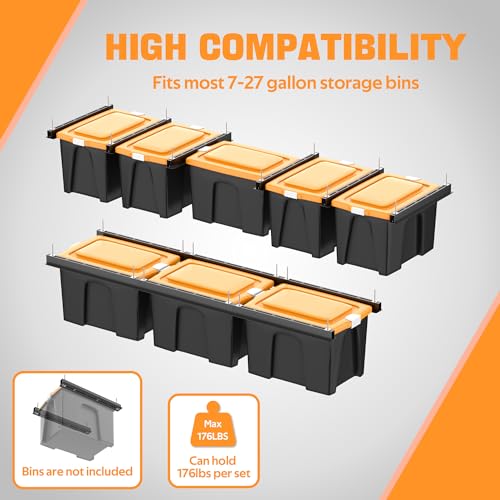 Overhead Garage Storage Rack, Heavy Duty Ceiling Storage Rack | 26 Inch Adjustable Ceiling Bin Storage System, 6 Sets for 5 Bins - style: For 5 Bins