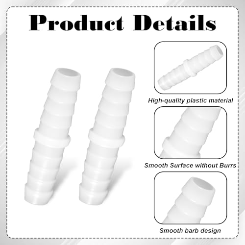 6 Pcs Plastic 3/8 Barb Fitting, 3/8" x 3/8" Barbed Hose Connector Barbed Splicer 3/8 Hoses Repair Kits Soaker Hoses Repair Kit for Household Fuel Adapters Gas Aquarium Liquid Repairing