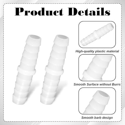 6 Pcs Plastic 3/8 Barb Fitting, 3/8" x 3/8" Barbed Hose Connector Barbed Splicer 3/8 Hoses Repair Kits Soaker Hoses Repair Kit for Household Fuel Adapters Gas Aquarium Liquid Repairing